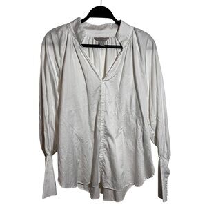 H&M White Button Down Shirt with Mandarin Collar
